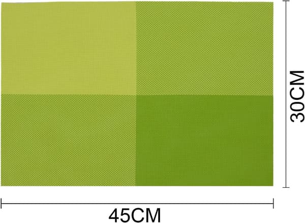 45 x 30 cm Ny rutig PVC/PET-bordstablett pm419, set om 6 grön -
