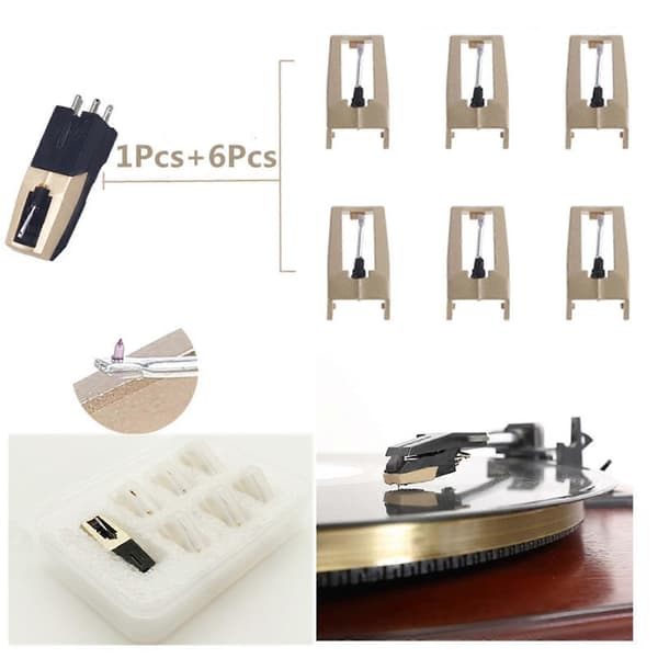 7-dels Erstatnings Stylus Platespillernål Fonograf Grammofon For LP Platespiller