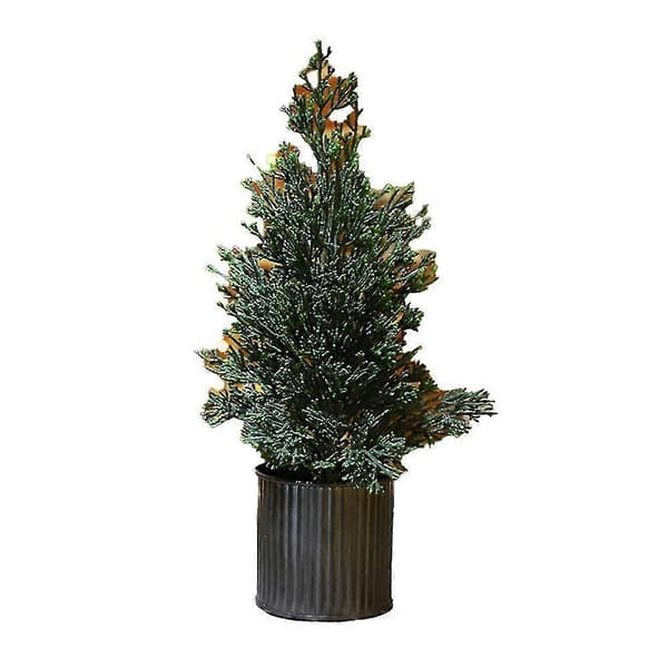 Flocket Kunstig Juletræ, Cedertræ Juletræ til Skrivebord, Indendørs Julepynt, 1328 D