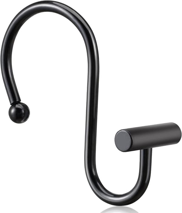 12-pack - S-formade - metall - duschdraperikrokar - Premium - rostfria - Lätt - att - installera - Snabbt - glidande - Svart