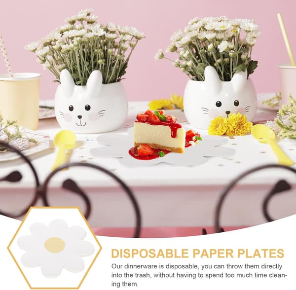 20 st. margueritformede paptallerkener, dekorativt service til babyshower og børnefødselsdage