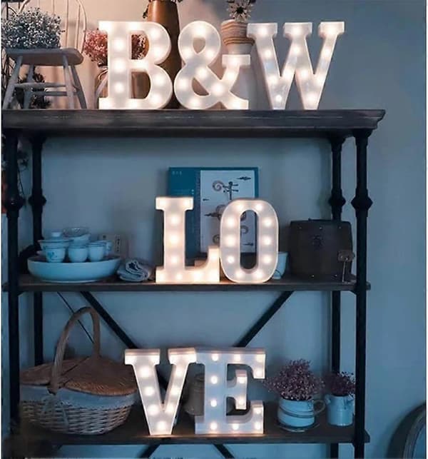 LED Marquee Bogstav Lysskilt, 26 Bogstaver Batteridrevet til Fest Jul