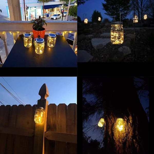 Mason Jar solcellelamper, 8-pakke 20 LED eventyrlys KLB