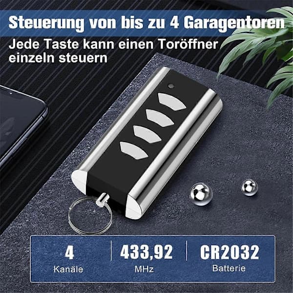 Fjernkontroll for Entrematic RCU 433-4K, RCU 433-2K, EA433 2KM, 433.92 Rullende Kode Garasjeportfjernkontroll