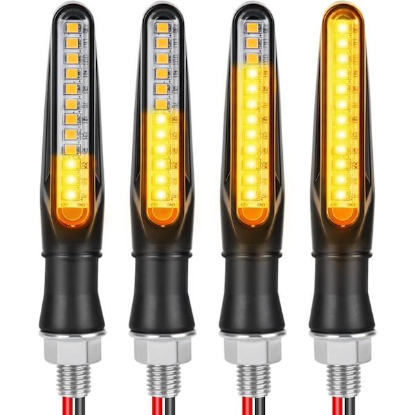 4 stk. Universal Vandtætte Motorcykelblinklys, 12V Dynamiske Blinklys (Sort)