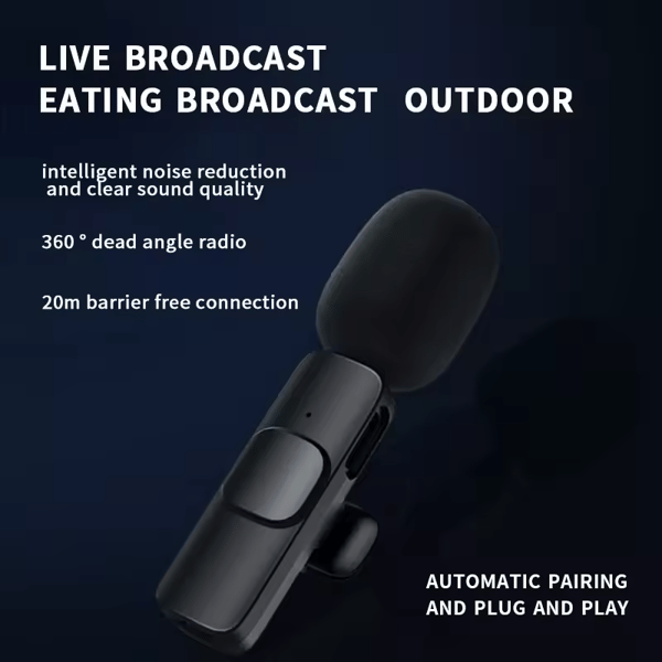Lavalier Mini Mikrofon 2st Trådløs iPhone & Android For YouTube TikTok Vlog