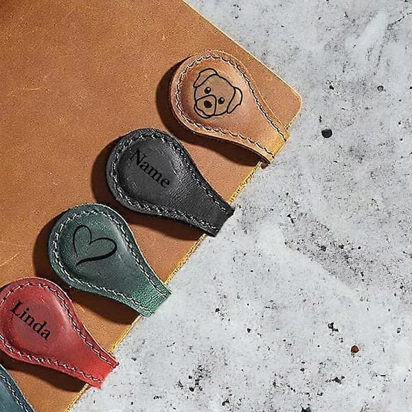 Magnetiskt bokmärke i läder, personligt läderbokmärke