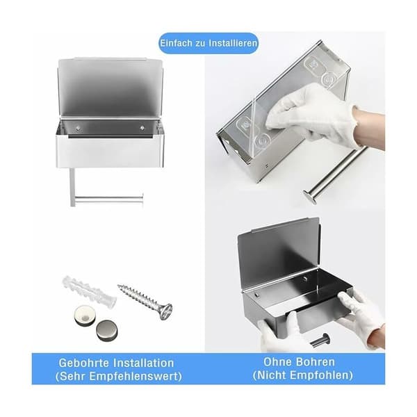 Toiletpapirholder i SUS304 rustfrit stål – Rustbestandig – Borefri installation – Privat rum