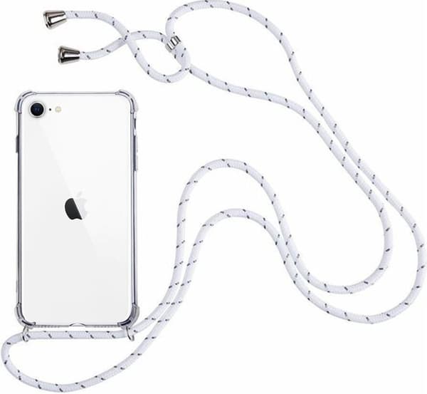 Mobilskal med snodd för iPhone 7/8/SE (2020) - Inkl. mikrofiberduk - Skal, Baksida, Kedja - Vit