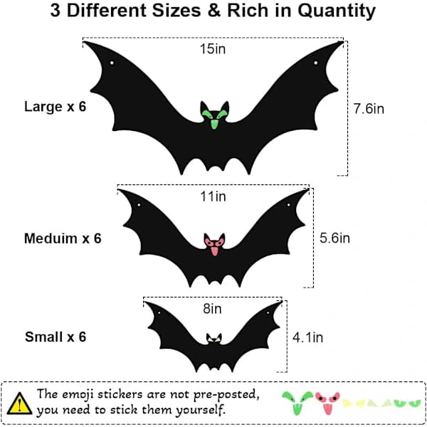 18 Hanging Flying Bat Decorations for Outdoor Halloween Display
