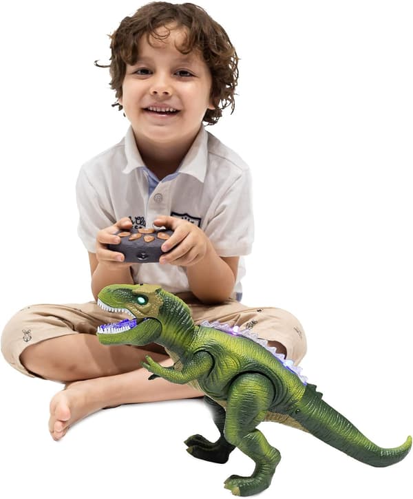 LED-lys Fjernkontroll Dinosaurier Går og Brøler Realistisk T-Rex