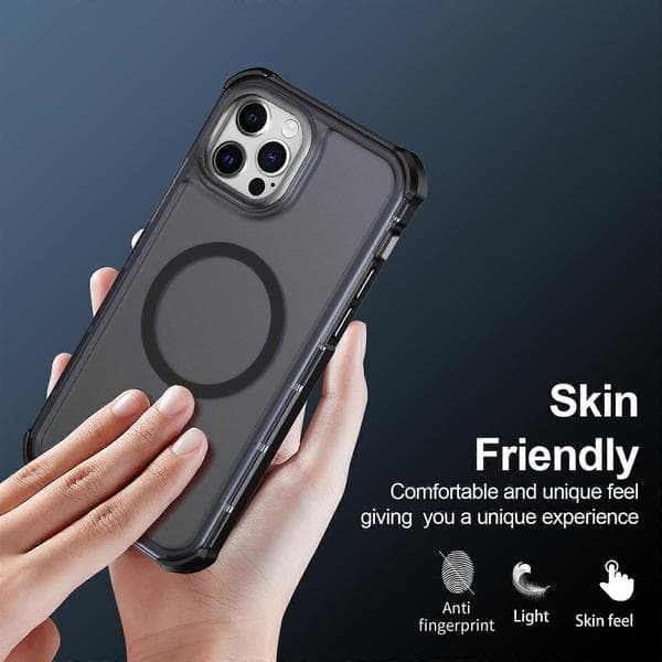 Kompatibel med iPhone 12 Pro / iPhone 12 Magnetiskt skal Galvaniserad ram Hudvänligt TPU+PC Mobilskal