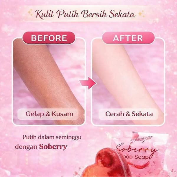 Strawberry Cleansing Soap - Evens Skin Tone Heart-Shaped Clarifying