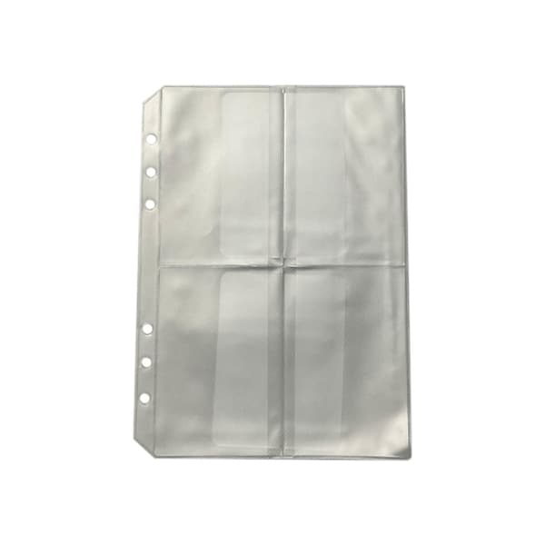 A5 Removable 6-Hole PP Binder Pockets 4-Compartment Frosted Matte Transparent 10-Pack for Notebooks and Planner Folders