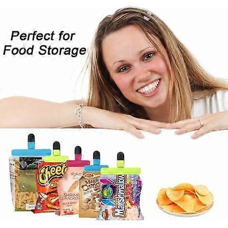 Large Sealing Clips for Potato Chips, Plastic with Good Grip, Robust Airtight Sealing Handles (6-pack)