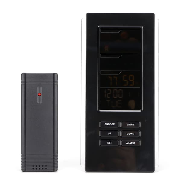 Trådløs vejrstation Digital hygrometertermometer med LED-display til hjemmekontor US-stik 120V Sort