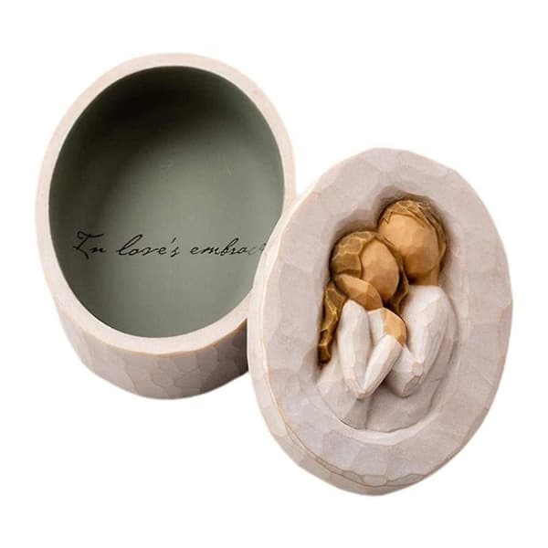 Sculpted Hand-Painted Keepsake Box, Carved Jewelry Box Pair-a