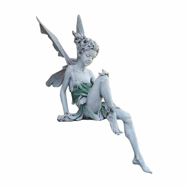 Sittende Fe-Statue Hage Hagedekorasjon Harpiks Håndverk