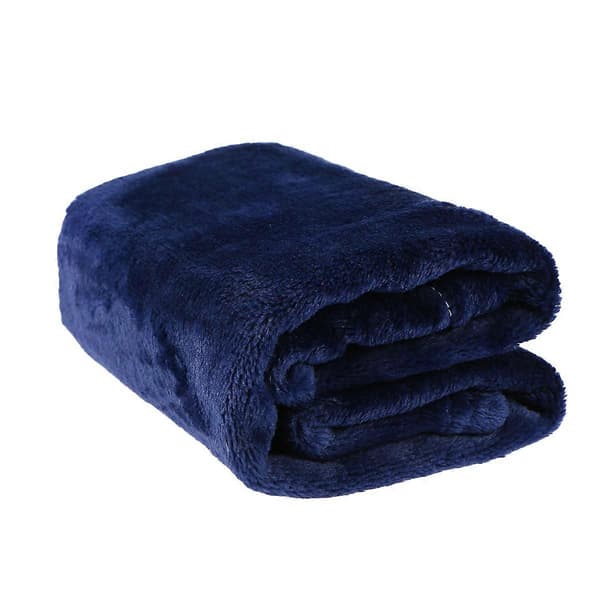 Wonderful Flannel Fleece Pet Blanket Soft Towel Solid Color Pet Blanket (Dark Blue)