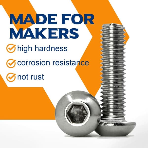 M8 x 80mm 8 pcs Hex Head Bolt with Knob, 304 Stainless Steel Hex Head Bolt, Fully Threaded Bolt