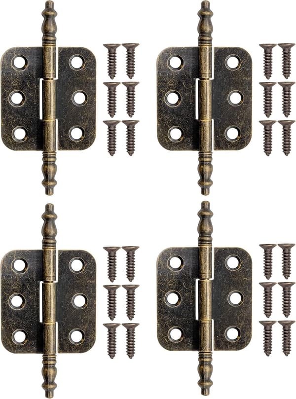 Sæt med 4 antikke metalhængsler, jernhængsler, klassisk design, til C