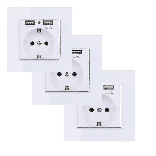 EU Standard Moderne Vegguttak med Doble USB-porter Paneluttak