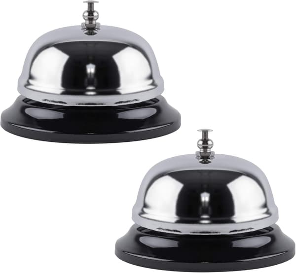 2-pakke Klokke for resepsjon 3,35 tommer Sølv Metall Rustfri Ring