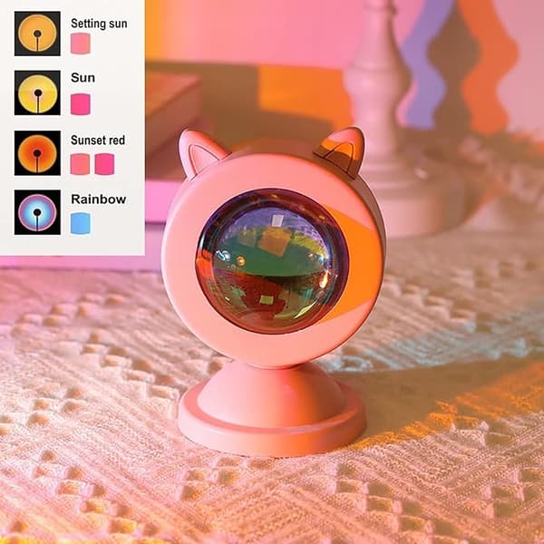 2 Solnedgangslampe Mini Romdekorasjon Bærbar Katt Kaninøre USB R