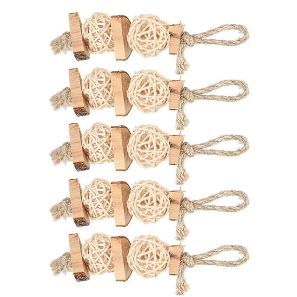Apple Tree Chew Toy with Rope for Hamsters, Rattan Ball Small Pets 5