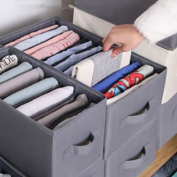 7-Compartment Wardrobe Organizer, Storage Box, Drawer Organizer, Foldable Storage Bins, for Pants, Clothes, 36x 25x 20cm