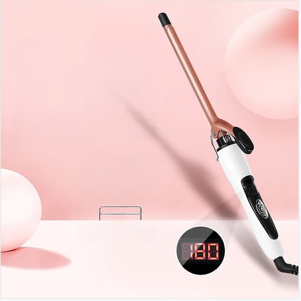 360° Rotating Wool Curling Iron - Fast Heating, Mineral Ion Care, LCD Display 9mm 9mm