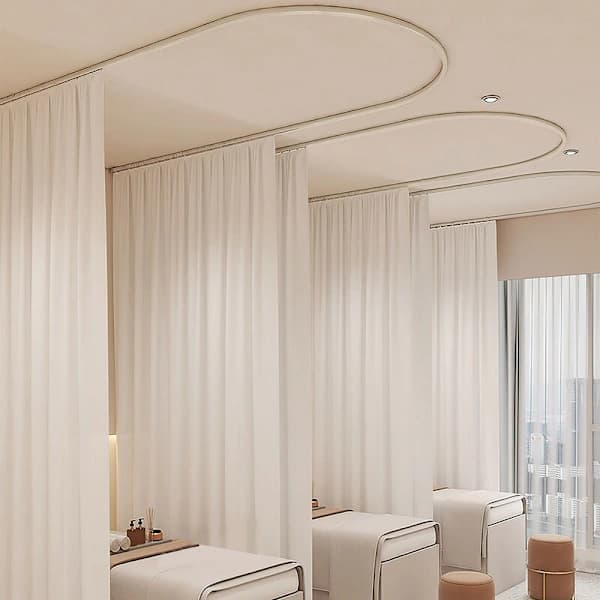 Flexible Curtain Track PVC with Steel Plates Bendable Ceiling Mount for Bay Window Room Divider White 3M