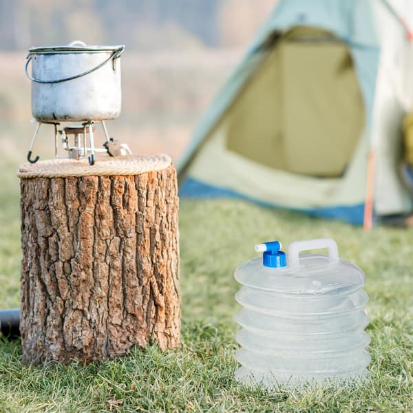 Sammenfoldelig vandbeholder sæt med 4, oval, håndtag, med hane, 15L, camping drikkevand