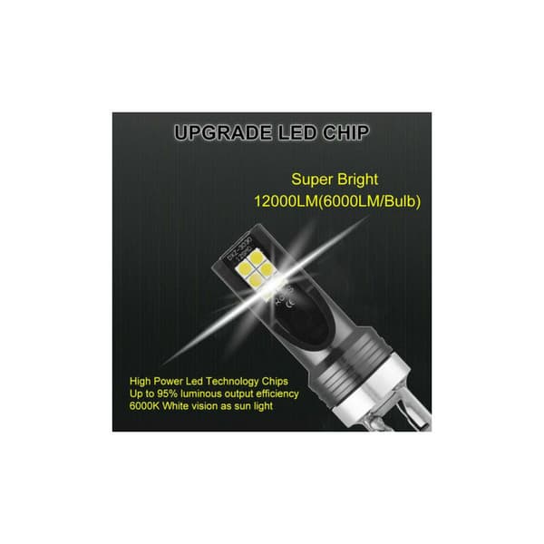 H7 Bil LED Tåkelys Pære 200W Frontlykt 6000K Hvit HID Dekoder Svart 2stk