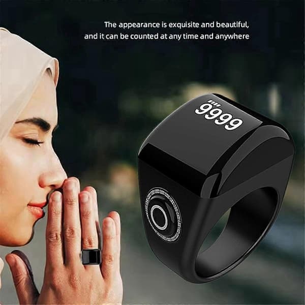 Prayer Counter Clear Display Smart Finger Counter Reminder Ring Electronic Counter 18mm