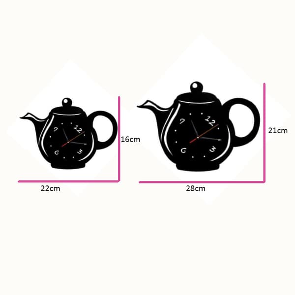 Väggklocka Kreativ DIY Akryl Kaffekopp Tekanna 3D Dekorativ