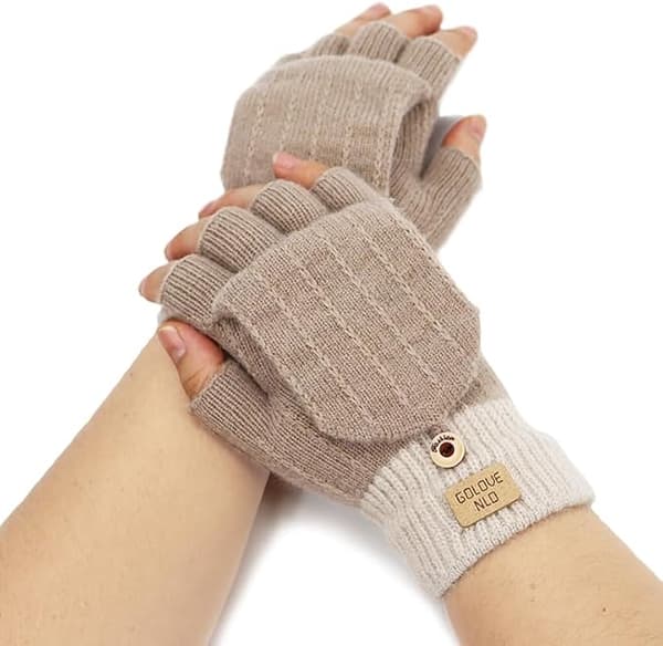 Trendy fingerløse vinterhandsker til kvinder med fingerdæksel – ensfarvet