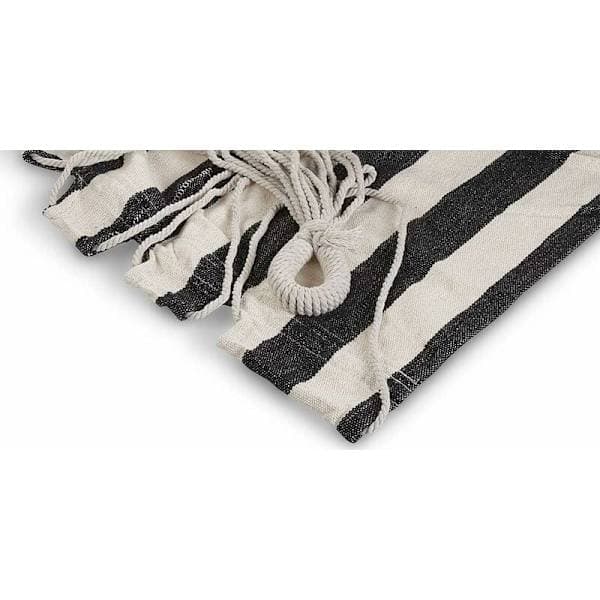 Black and White Canvas Garden Hammock, Thickened Swing Mat, Single Casual Camping with Nylon Bag-Bdd