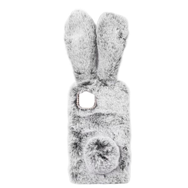 Cute Rabbit Ear Plush Case Soft Grey Rabbit Ear Case for iPhone 11