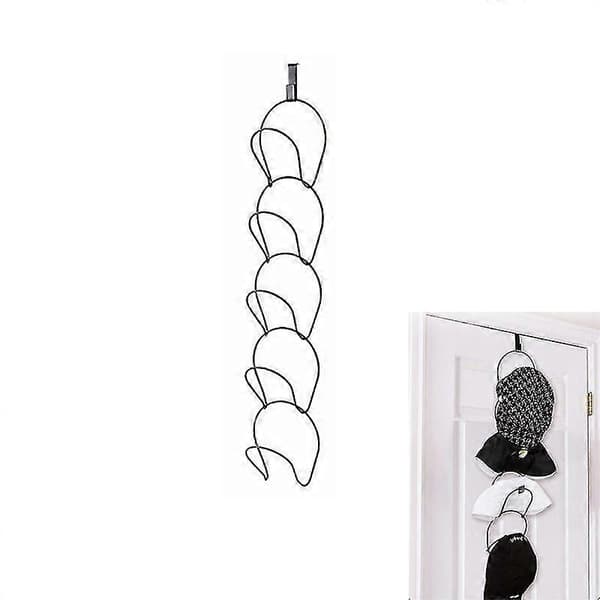 Hat Rack 5 Rings Metal Multi-layer Cap Hat Rack Door Mounted Clothes Hanger With 1 Door Hook, (black)