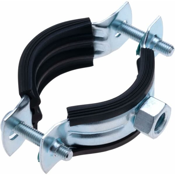 38-44mm Black Rubber Coated Hose Clamp Two-Piece Bracket with M8 Wall Mounted Pipe Clamp CE Split Hanging Ring (4pcs)