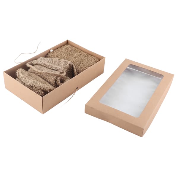 Exfoliating Jute Back Scrubber Concave Convex Surface Gift Box Jute Exfoliating Scrub Kit