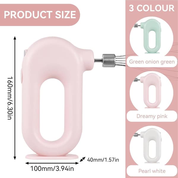 Elvisp, Trådløs håndholdt elvisp, Mini bærbar elvisp, Bærbar eggvisp (Rosa)