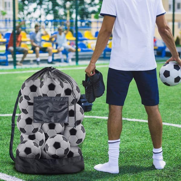 Black Ball Bag Large Mesh Bag for Foldable Nylon Mesh Bag Storage Durable Reusable