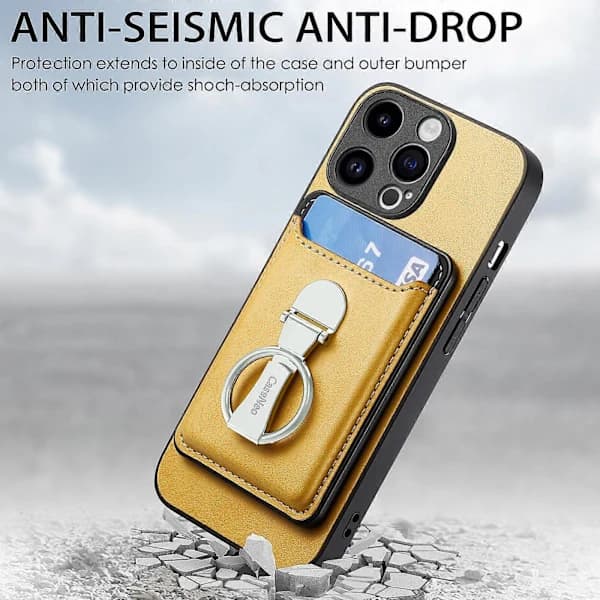 (Ny) Hudfølelse Ringholder Pung Magnetisk Telefoncover Gul Til iPhone 15 Pro