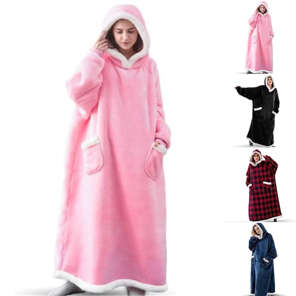 Hettegenser for kvinner og menn, stor, fleece, ekstra stor blå blue