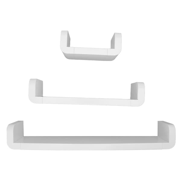 3 Pcs White Wall Mounted Plastic Storage Shelves for Bathroom and TV Cabinet