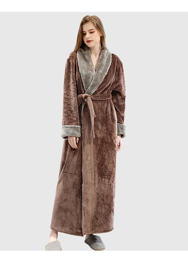 Badekåpe for kvinner høst og vinter Yupao brodert logo skjønnhetssalong SPA svettebutikk pyjamas nattkjole, kaffe, L