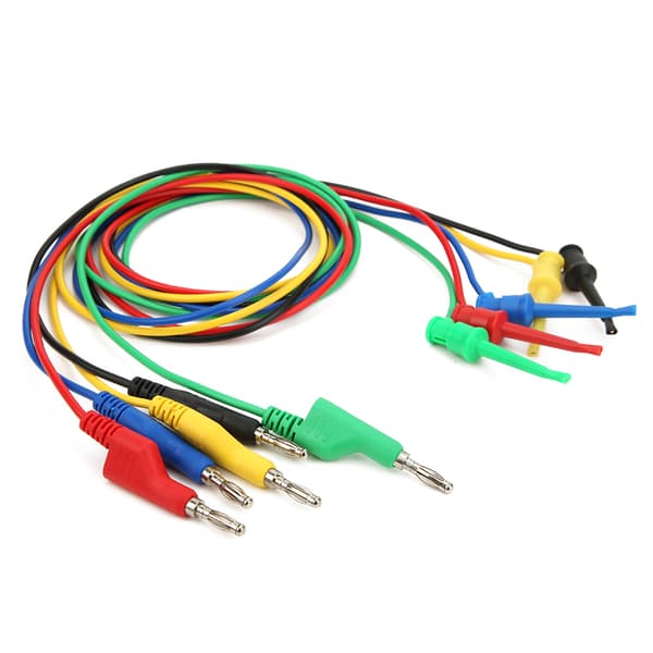 P1045 5 stk 4 mm 1 m stablebar bananplugg til testklemme multimeter testkabel ledningstilbehør