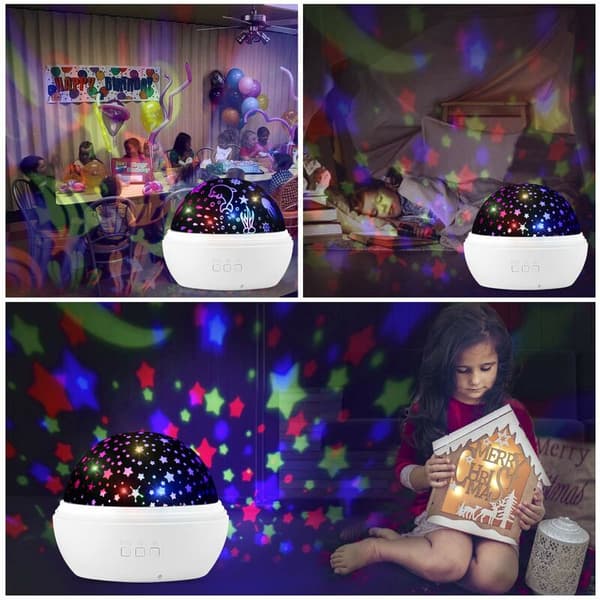LED Starry Sky Projector Baby Night Light Ocean World 2 in 1 Projection Lamp with USB Cable (White)